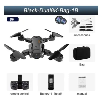 (black, 8K dual camera battery) New Q6 Rc Drone Hd Professional Wifi Dual Camera Mini Quadcopter