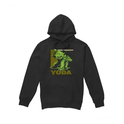 (M, Black) Star Wars Mens Yoda Square Hoodie