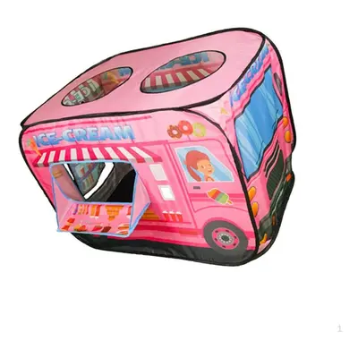 (pink) Children Play Tent Car Themed Cartoon Bus Easy Installation Game Playing Ball Pool