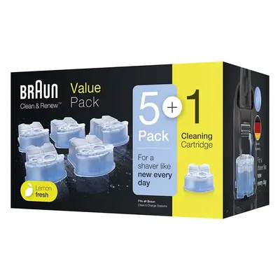 Braun Clean/Renew Refill Replacement Cartridges Shaver, 5+1 Pack