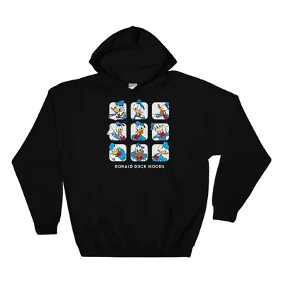 (3X-Large, Black) Poster Donald Duck Moods Black Men Women Unisex Hooded Sweatshirt Hoodie