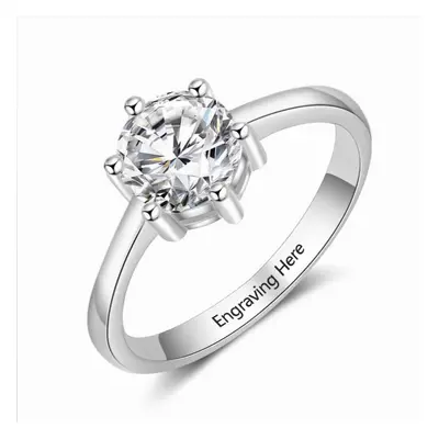 Personalized Gift Cubic Zirconia Promise Wedding Engagement Ring Silver Engrave Name Rings Jewel