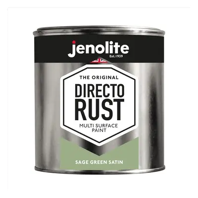 (1 Litre, Sage Green) JENOLITE Directorust Satin Multi Surface Paint - For Use On Wood, Metal, P