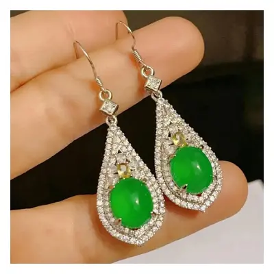 Womens Natural Green Jade Women Jewelry Earrings Dangle Drop Earrings Earrings