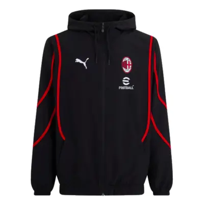 (XL) AC Milan Prematch Woven Jacket (Black)