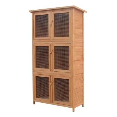 vidaXL Small Animal Rabbit Cage Rooms Wood Pet Hutch Habitat House Carrier