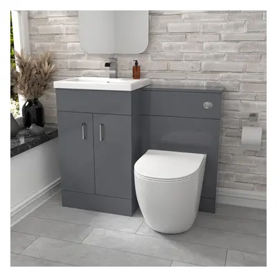 Nes Home 1000mm Freestanding Light Grey Basin Vanity & Back To Wall Toilet