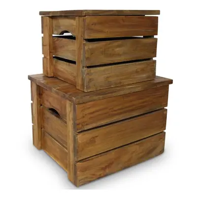 vidaXL Solid Wood Storage Crate Set Pieces Reclaimed Box Chest Organiser