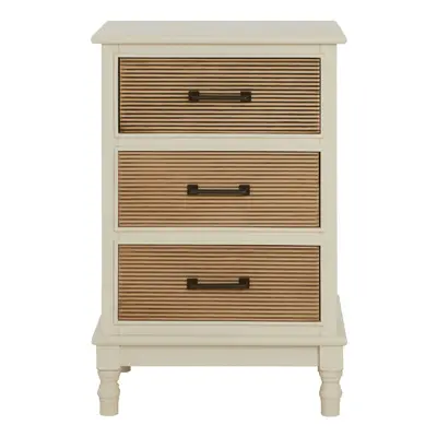 3 Drawer White Chest Dresser, Renewable Pine Wood End Table, Shaker-Inspired Design with Contras