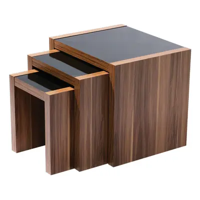 Wooden Nest of Tables, High Gloss Black Finish Nesting Table, Long Lasting Console Tables for Li