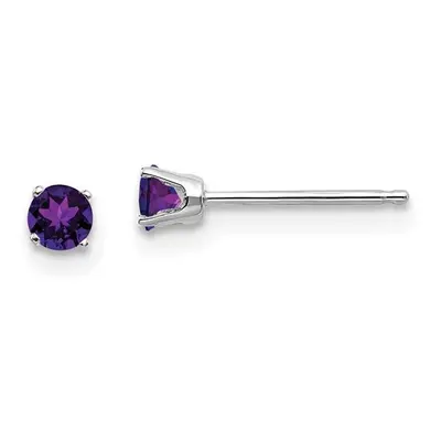 14K White Gold mm Amethyst Stud Earrings