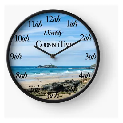 (Cornish Time Godrevy=1531) Wall Clock Inch Funny Mantel & Tabletop Art Decor for Home Bedroom O