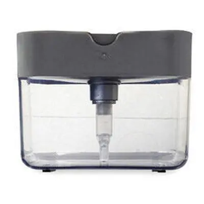 (Gray) Soap Pump Dispenser with Sponge Holder Manual Press Soap Organizer Cleaning Liquid Dispen