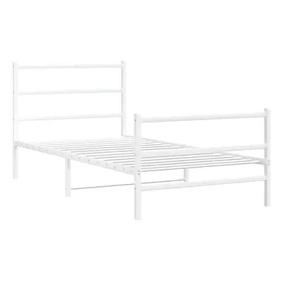 vidaXL Metal Bed Frame with Headboard and Footboard Bed BaseÂ White 100x200 cm