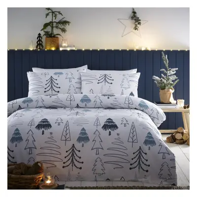 (Double) Charlotte Thomas Scandi Trees Christmas Duvet Cover Set White Xmas Bedding Set