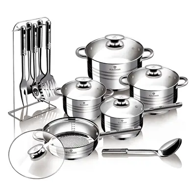 Blaumann Gourmet 12Pc Stainless Steel Cookware Set with Utensils