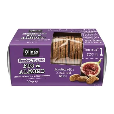 Olinas Bakehouse Seeded Toasts - Fig and Almond 100g (Pack of 12)