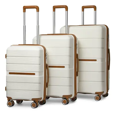 (Cream, K2392L CM 20/24/28 suitcase set) British Traveller Hard Shell Suitcase