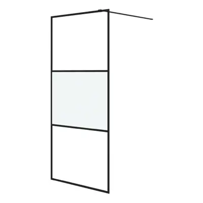 vidaXL Walk-in Shower Wall Black 90x195 cm Half Frosted ESG Glass Shower Wall