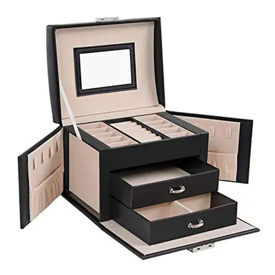 SONGMICS Jewellery Box, Travel Jewellery Case, Portable, Lockable Jewellery Organiser with Drawe