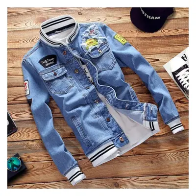 (blue, XL) Fashion Denim Jackets Harajuku Style Men&apos;s Jacket Coat Slim Fit Jacket