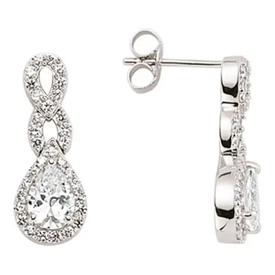 Jewelco London Ladies Sterling Silver Pear Cubic Zirconia Infinity Teardrop Drop Earrings - GVE3