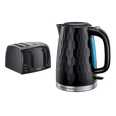 4-Slice Toaster 21651-Black, Plastic, Black & Cordless Electric Kettle Contemporary Honeycomb De