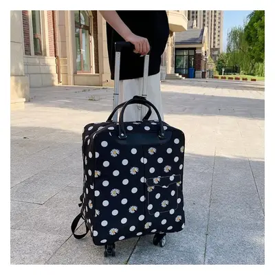 (white, L) Double Shoulder Trolley Bag Short Distance Travel Bag Large Capacity Waterproof Board