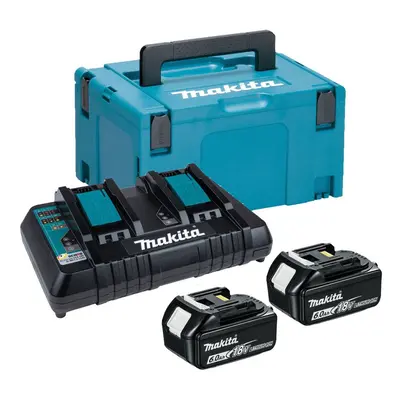 Makita BL1860 18v x 6.0ah Lithium Batteries DC18RD Dual Port Charger + Makpac