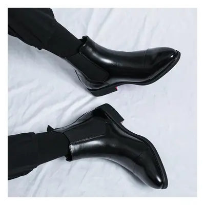 (black, EU:43) Men's Demi-season Boots Wingtip Dress Formal Leather Chelsea Boots Pointed Toe Sh