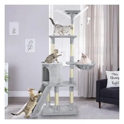 (Grey) Cat Tree Tower Tall Large Cat Scratching Post for Indoor Cats & Kittens 140cm Colors