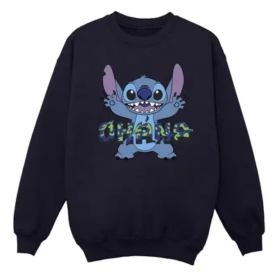 (M, Navy Blue) Disney Mens Lilo And Stitch Ohana Blue Glitch Sweatshirt