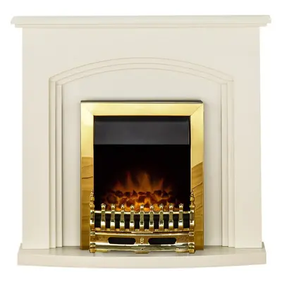 Adam Truro Fireplace Suite in Cream with Blenheim Electric Fire in Brass, Inch