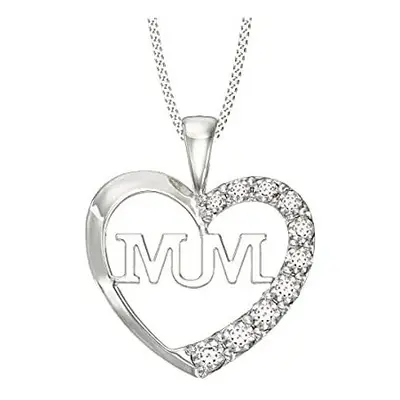 Aeon Jewellery Silver Mum Necklace - Sterling Silver & Cubic Zirconia Heart Pendant | Polishing 