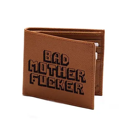 Bad Mother Fucker Wallet, Embroidered, Synthetic PU Leather, Men's Bifold, Tan