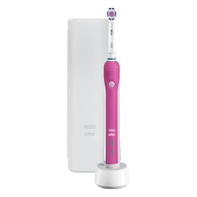 Pro 3D White Electric Rechargeable Toothbrush with Travel Case Powered by Braun - Pink - Ships w