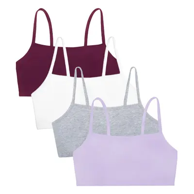 Fruit of the Loom Women's Spaghetti Strap Cotton Pullover Sports Bra Value Pack Purple/White/Lil