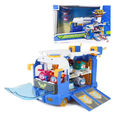 Super Wings Season New Super Pets' Mini Base Transforming Playset from Bus to Aircraft with Supe