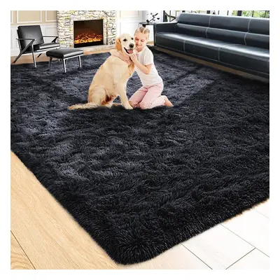 (BLACK, 200X290 CM) Extra Large Rugs Fluffy Shaggy Living Room Rug