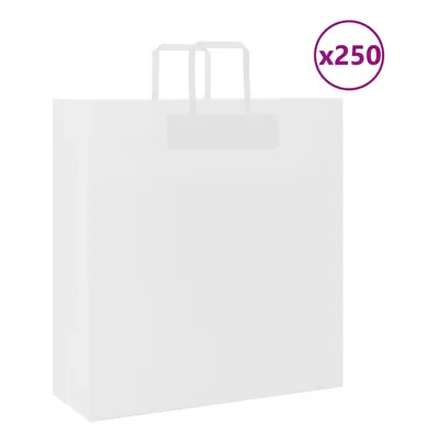 (white, x x cm/ pcs) vidaXL Paper Bags pcs with Handles White 21x11x28 cm Paper Grocery Bag