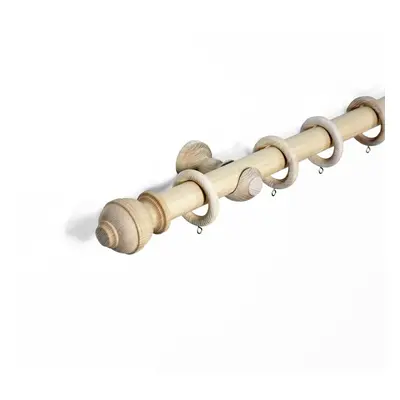 (240 cm, Ash) mm Ribbed Ball Wood Curtain Poles Fixed Length Premium Quality Curtain Pole Wooden