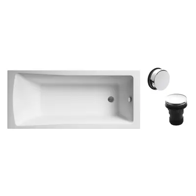 Square Single Ended Bath and Chrome Waste - x 700mm