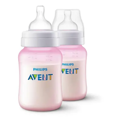 Philips Avent Classic+ Feeding Anti-colic Bottle 260ml/9oz Twin Pink Scf564/27