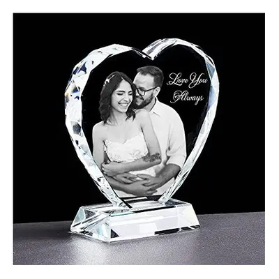 Personalised Glass Heart Photo Frame Etched Picture Custom Wedding Anniversary Romantic Gifts fo