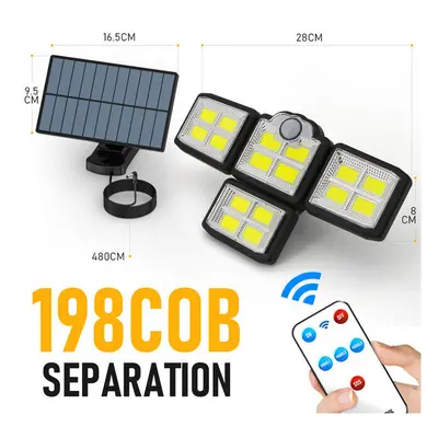 (Separation-198 COB) 192/198 LED COB Outdoor Solar Lights Head Motion Sensor Wide Angle Lighting