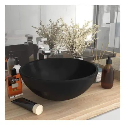 vidaXL Luxury Bathroom Basin Round Matt Black Ceramic Counter Top Wash Sink