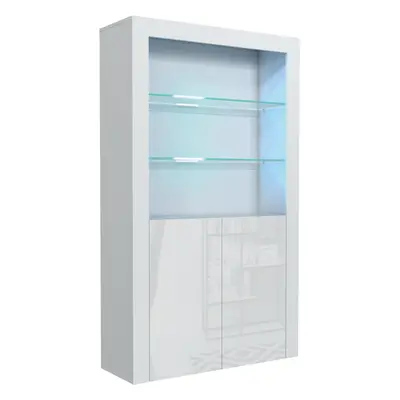 (White) Cabinet 170cm LED Gloss Doors - Mex Furniture