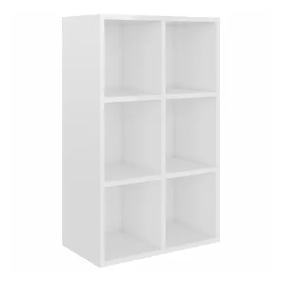 vidaXL Book Cabinet/Sideboard High Gloss White Engineered Wood Bookshelf Rack