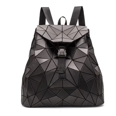 (black) Female Backpack Girl Student School Bag Holographic Laser Geometry Travel Bag Designer W