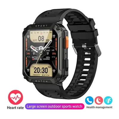 (Black) Rugged Military Men Smart Watch For Android IOS Ftiness Watches IP67 Waterproof